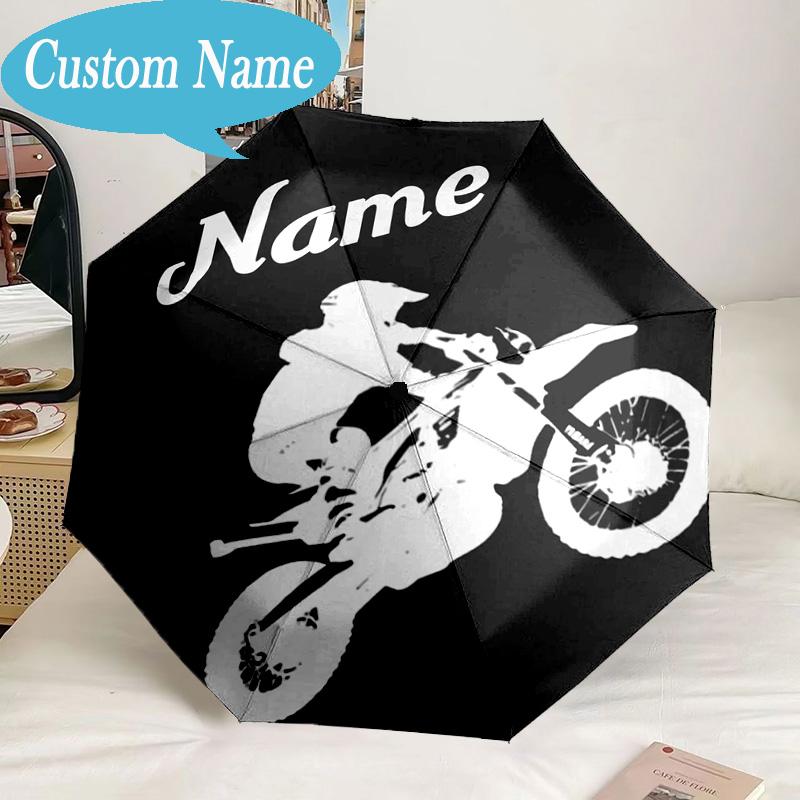 Custom Name Umbrella Sport Bike Umbrella 8-Frame for Travel, Camping, Casual Lightweight Portable, Essential for Family Gifts