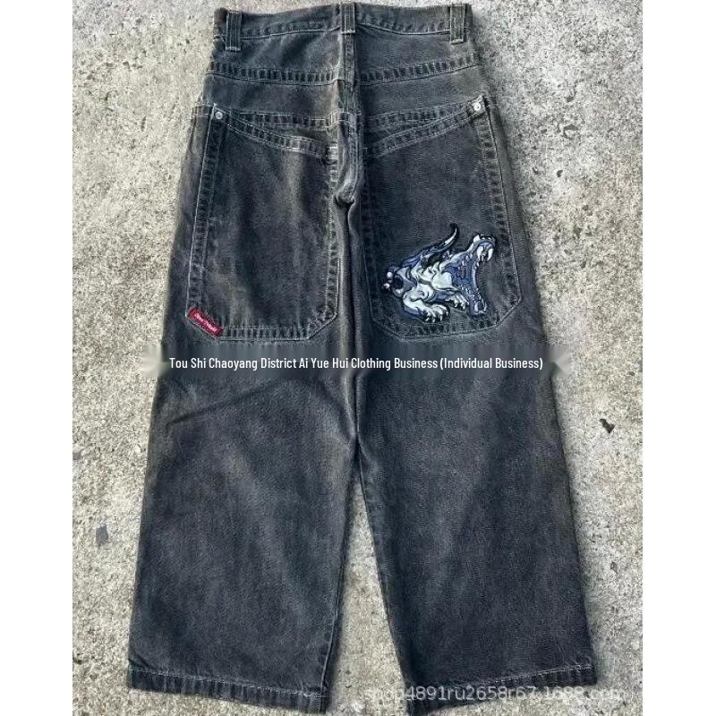 2024 Spring/Autumn Retro Y2K Embroidered Hip-Hop Men's Jeans - American Fashion Brand