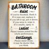 Vintage Bathroom Rules Metal Sign Retro Wall Decor Iron Tin Art Home Cafe Office
