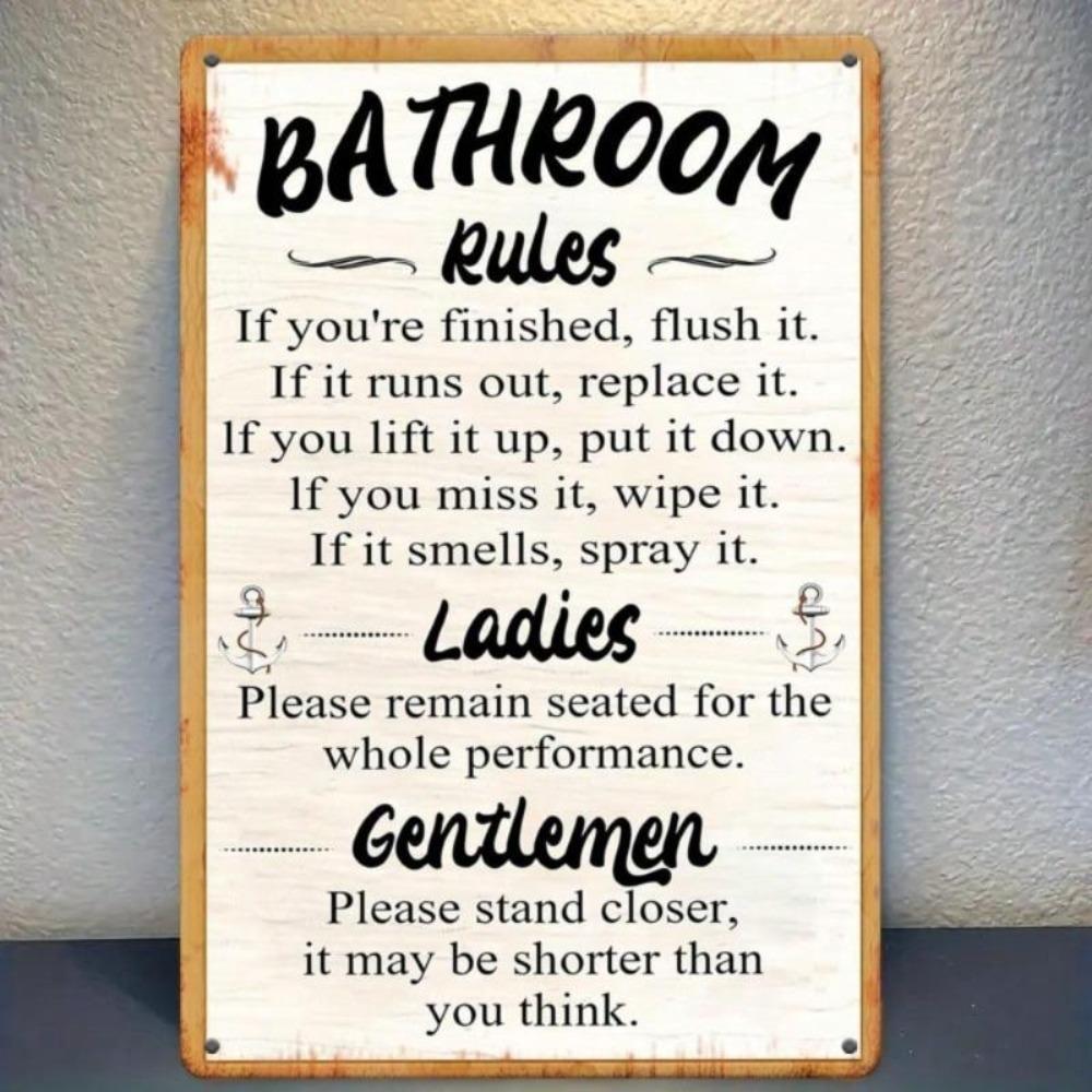 Vintage Bathroom Rules Metal Sign Retro Wall Decor Iron Tin Art Home Cafe Office