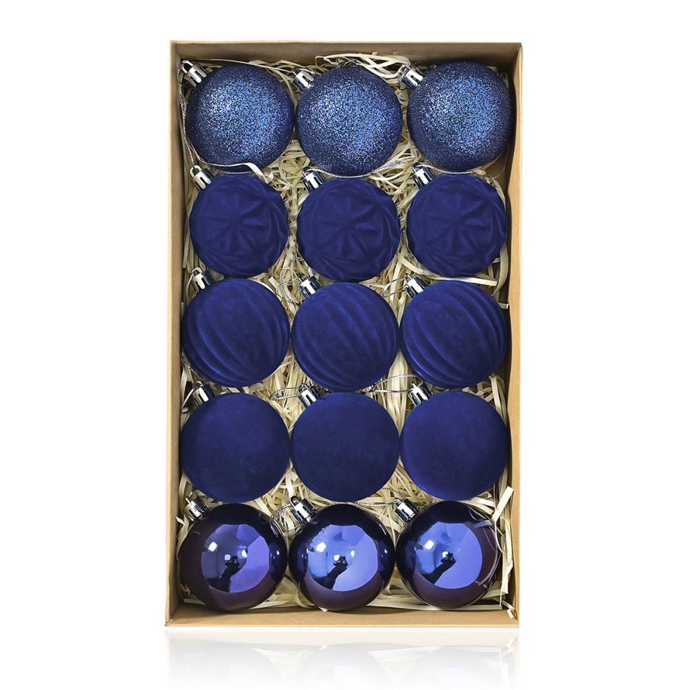 

Sparkling Powder Christmas Decoration Sparkling Flocked Christmas Ball Ornaments Pendent Decorative Balls Reusable For Holiday синій