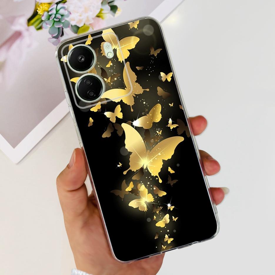 For Xiaomi Poco C65 Case Cute Cat Butterfly Cover Soft TPU Phone Case For Xiaomi Redmi 13C Redmi13C PocoC65 Fundas 6.74'' Bumper