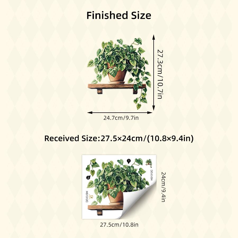 1pcs Watercolor Botanical Plant Wall Decals - Removable Vinyl Stickers for Living Room, Bedroom & Modern Farmhouse Decor