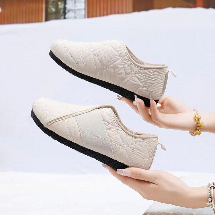 2025 winter cotton shoes simple mother cotton shoes wear-resistant Doudou shoes versatile comfortable casual one-pedal grandma cotton boots