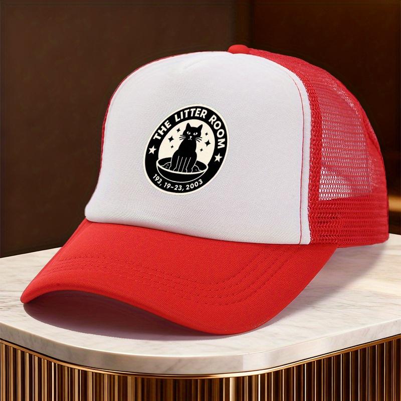 The Litter Room Black Cat Memorial Trucker Hat Polyester Mesh Baseball Cap Casual Unisex Adult