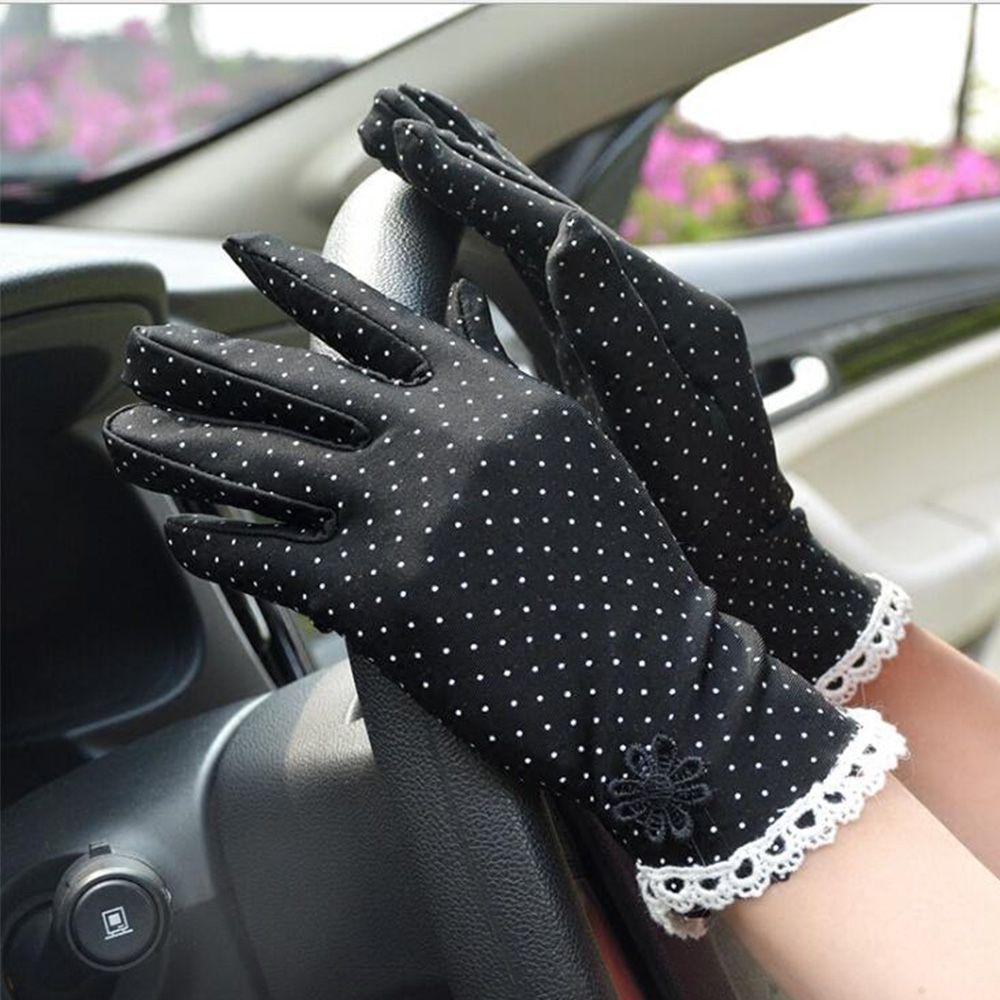 Thin Elastic Breathable Anti-UV Spandex Lace Driving Gloves Sunscreen Women Gloves Dots Gloves