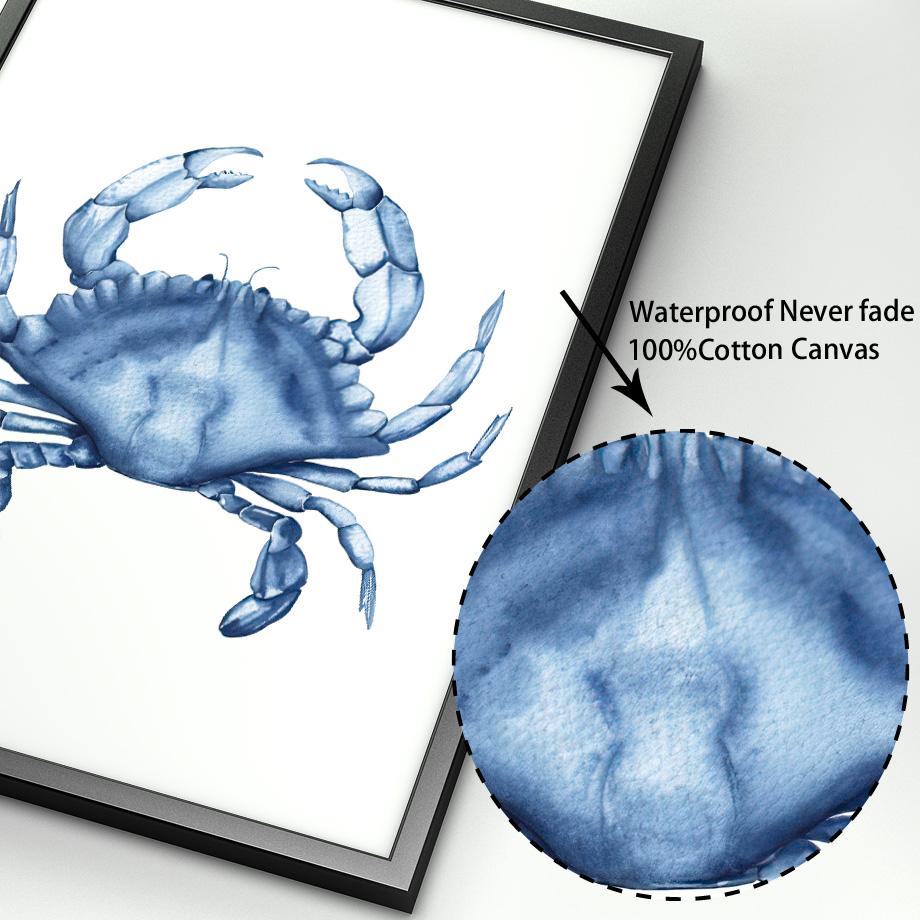 Marineblaue Koralle, Algen, Muschel, Seepferdchen, Hummer, Krabbe, Seestern, Poster, Wandkunst, Druck, Leinwand, Malerei, Dekor, Bilder für Wohnzimmer