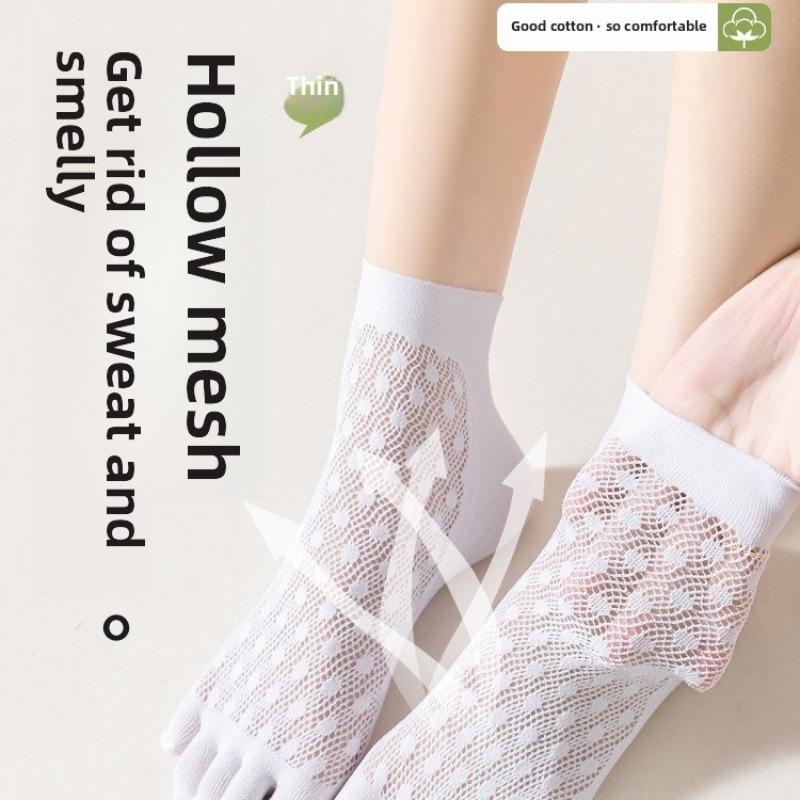 5 Pairs of Female Summer Thin Style Wicking and Deodorizing In The Tube Five Finger Socks