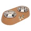 Double Pet Bowls Prevent Slip Stainless Steel Pet Food Water Bowls with Bowknot Decor Holder for Dog Cat