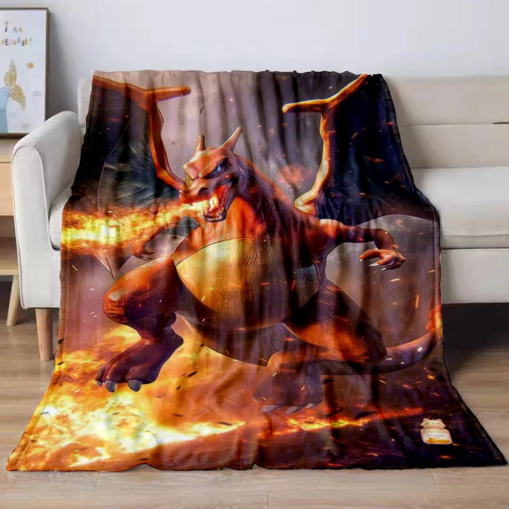 31 Style Anime Pokémon Charizard Cartoon Flannel Blanket for Sofa Home Sofa Student Blankets Children Student Nap Girl Kids Gift