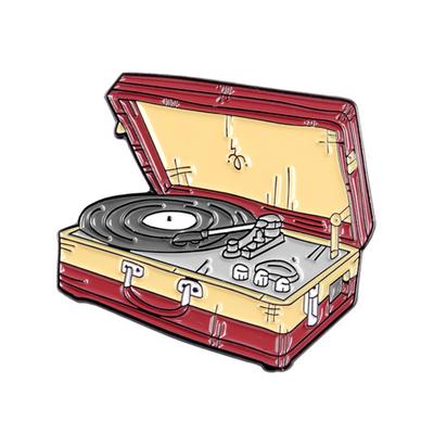 Talos unisex walizka gramofon winylowy emaliowana broszka Pin kurtka dżinsowa odznaka biżuteria