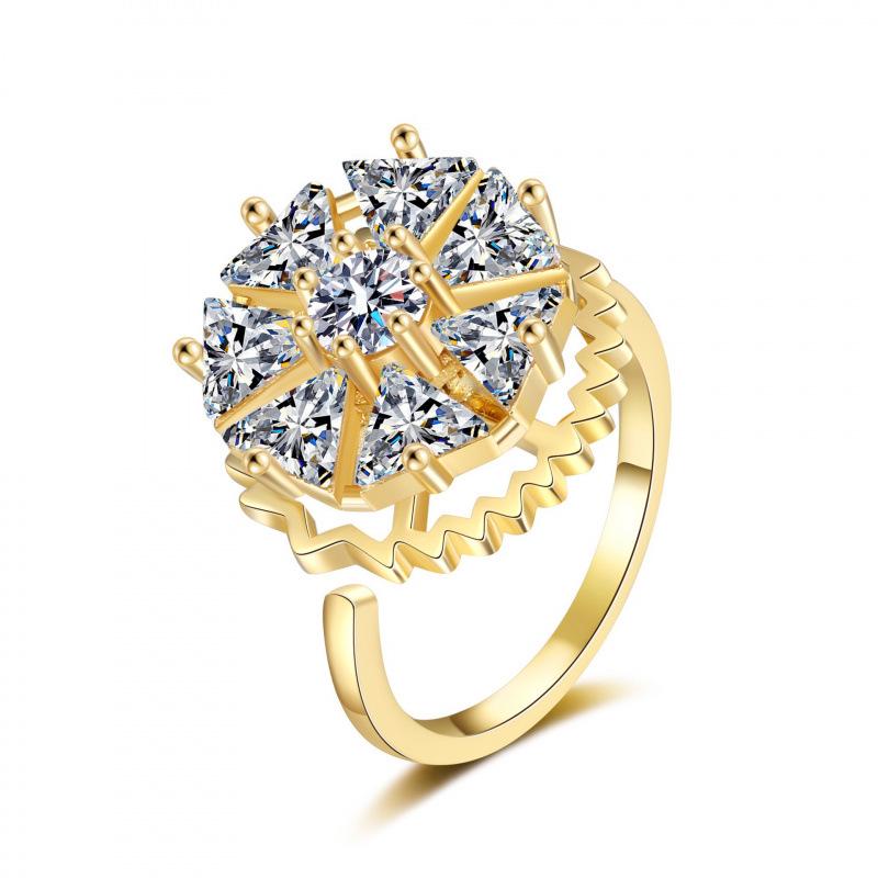 European & American Zircon Rotating Diamond Ring: Women's Unique Stress Relief Jewelry Design.