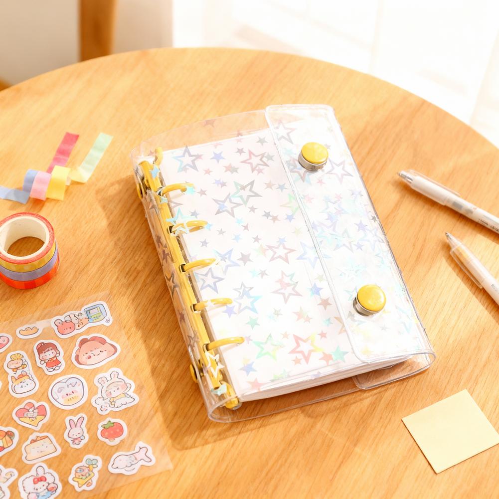 M5 Clear Glitter Star Mini Binder Notebook Diary Kawaii Hand Account Book DIY Postcard Collect Photo Album Stationery