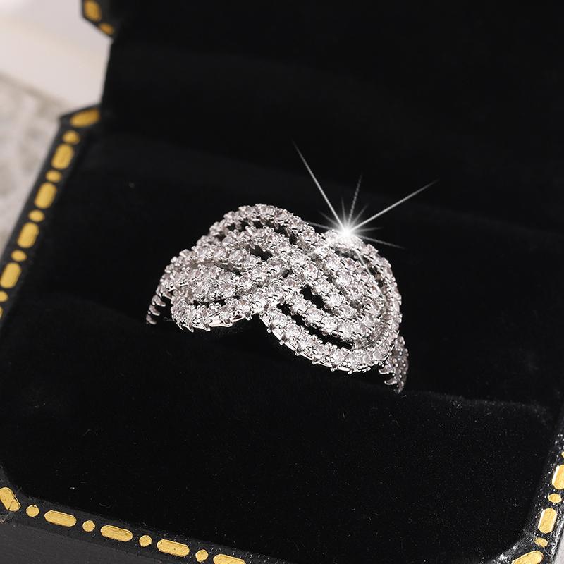 

925 Silver PlatedNew Twist Infinite Shape Crystal Cubic Zirconia Rings Woman Exquisite Female Wedding Bands Fashion Jewelry Gift 6