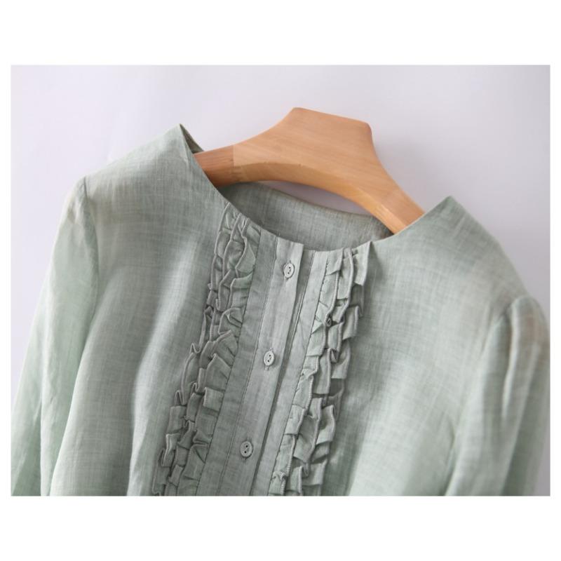 Round Neck Double Layer Fairy Lace Waist In Mid-length Dress Summer