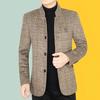 Abrigos de Lana de Otoño e Invierno para Hombre, Hombres de Mediana Edad, Chaquetas de Lana de Cuello Alto Casual de Negocios, Abrigos Largos de Lana para Hombre