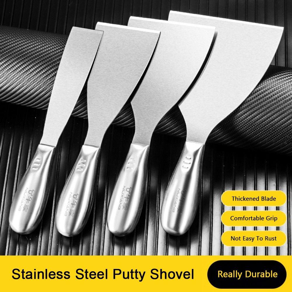 

New Stainless Steel Putty Shovel Thickened Rustproof Paint Tool Durable Steel Shovel Wall Plastering 1.5 inches