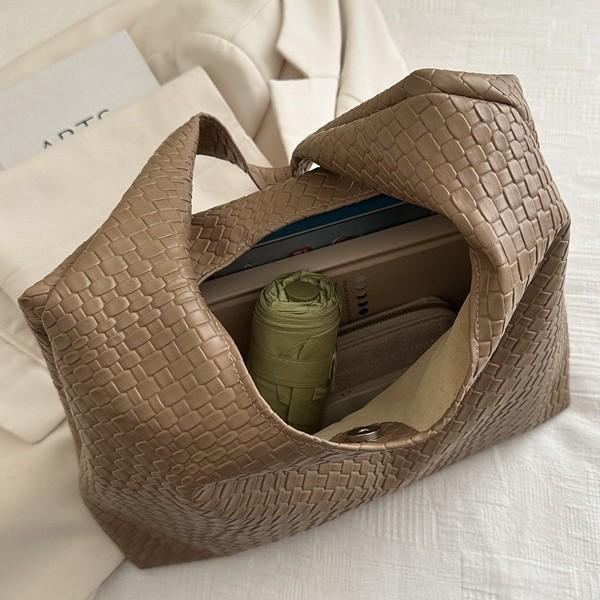 Wholesale Woven Underarm Tote Bag 2025 New Retro Large Capacity Solid Color Shoulder Bag Popular