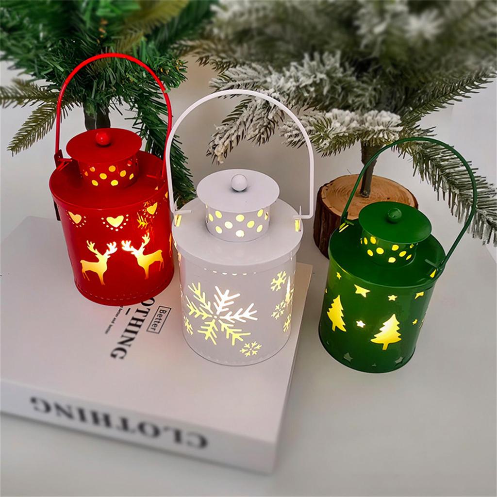 Vintage Christmas Lanterns with LED Light Festive Candle Decor for Home Party Stylish Christmas Hanging Lanterns