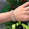Pera Elegant Leaf Shape CZ Crystal Chain Link Charm Bracelets Bangles with Gold Color for Bridesmaid Wedding Jewelry Gift B217