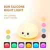 Soft Silicone Night Light, Cute Bun-Shaped Dimmable Bedside Lamp for Bedroom Nursery