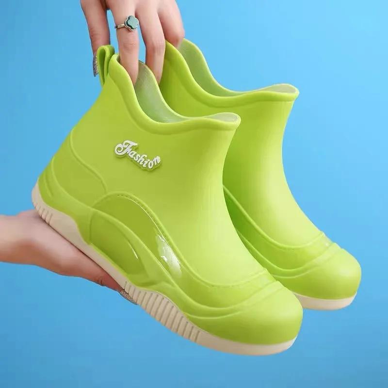

Женские резиновые сапоги для дождя, уличные, нескользящие, водонепроницаемые, для работы в саду, с плюшевой подкладкой, теплые, зимние, для женщин, боты для дождя 40 зелёный