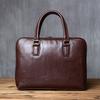 Vintage Men's Briefcase Top Layer Cowhide Casual Handbag Leather Business Shoulder Messenger Bag Brown 14 Inch Laptop Bag NZPJ