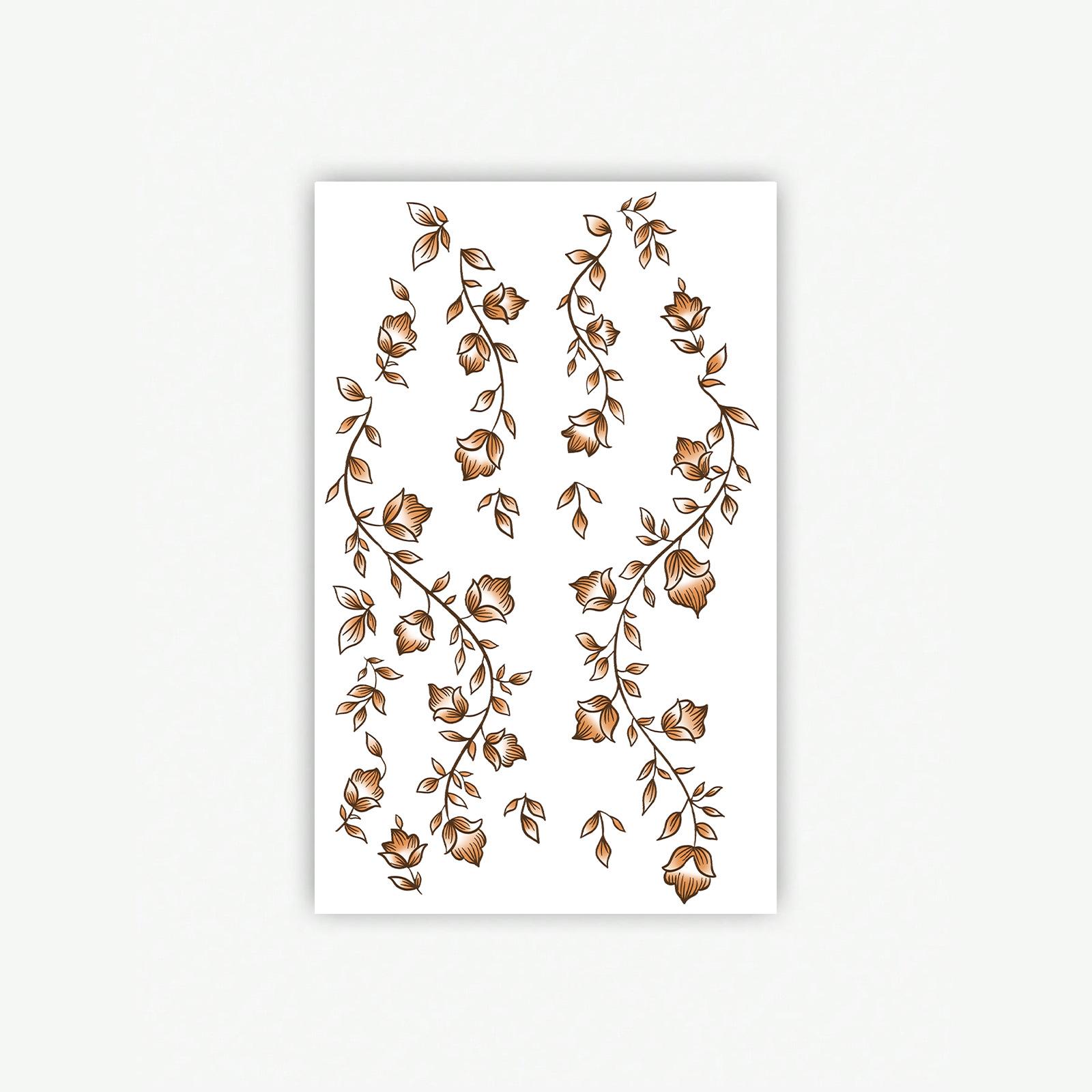 Brown Flower Wicker Totem Hand Painted Back Of Hand Tattoo Sticker Tattoo 12*19CM