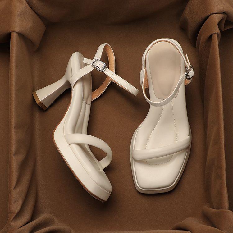 French word with sandals female summer 2025 new temperament fairy style sexy open toe thin fashion high heels