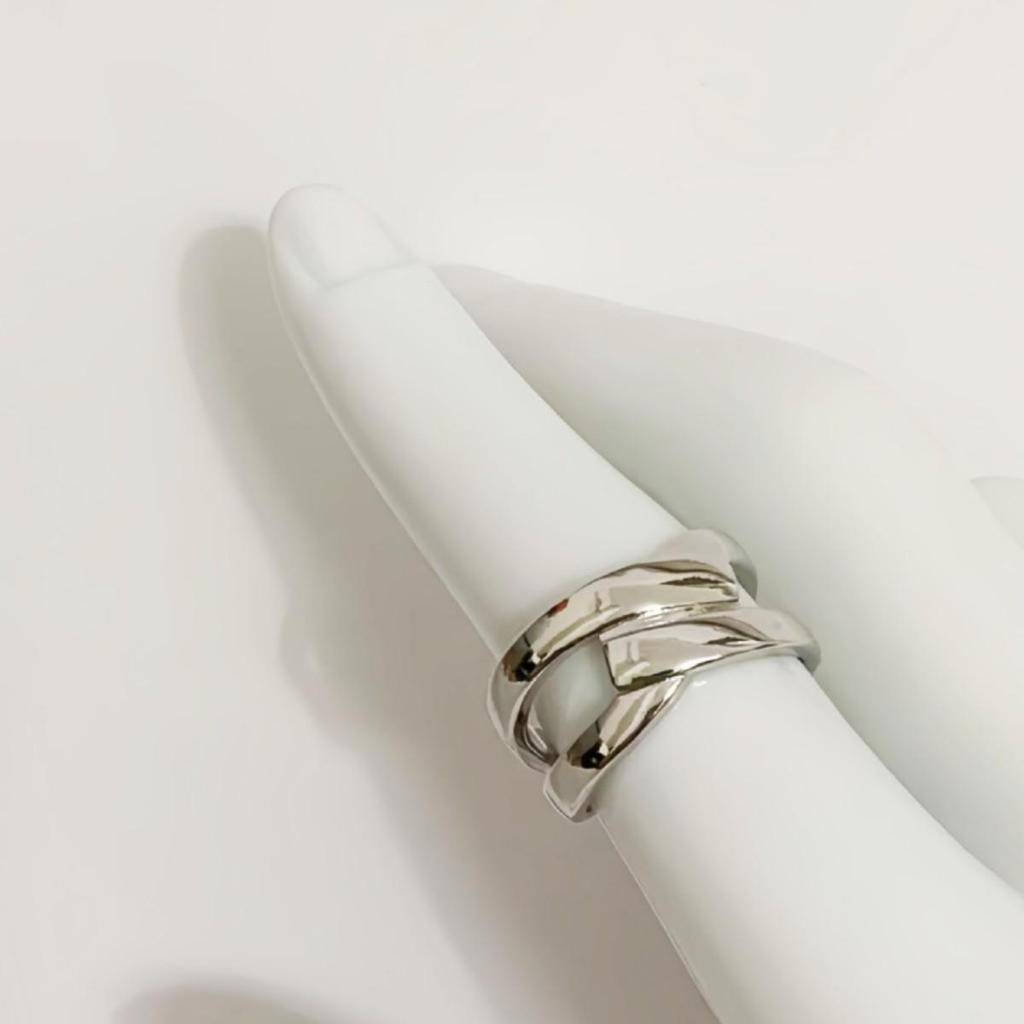 Korean Style Women's Intertwined Open Ring - Fashionable Wide Band Versatile Design