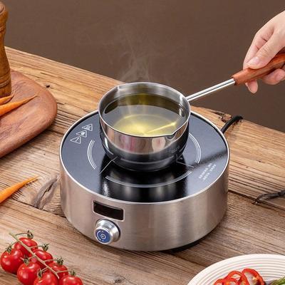Gifts Stainless Steel Small Pot Long-handled Wooden Handle Milk Pan Mini Pot for Preventing Hot Oil From Scorching