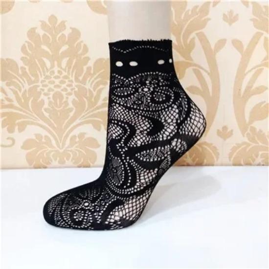Elegant Women Lovely Girls Summer Fashion Sexy Lady Soft Black Lace Ruffle Fishnet Mesh Short Ankle Socks Ultrathin