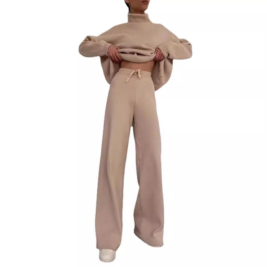 2025 Spring/Summer European & American Women's Knit Lace-Up Fashion Casual Two-Piece Suit