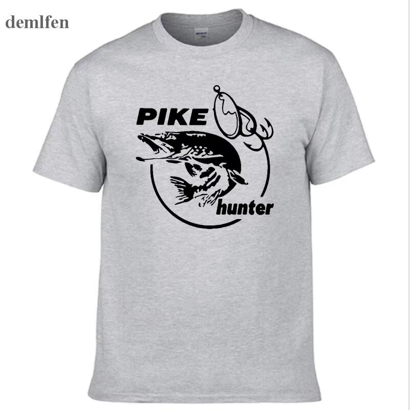 2026 Summer Men Pike Hunter Fish Animal Tshirt Printed Fashion T Shirt Short Sleeve Tees Shirts Cool Tops Ins Y2k