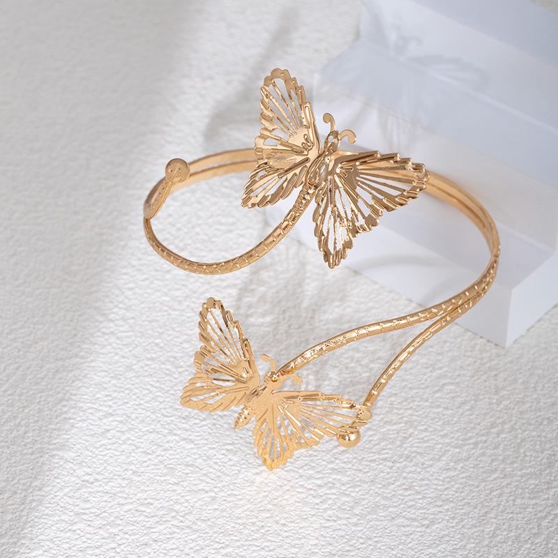 Exquisite Rhinestone-Inlaid Metal Windmill Flower Leaf Bracelet: Trendy Retractable Arm Cuff for Women