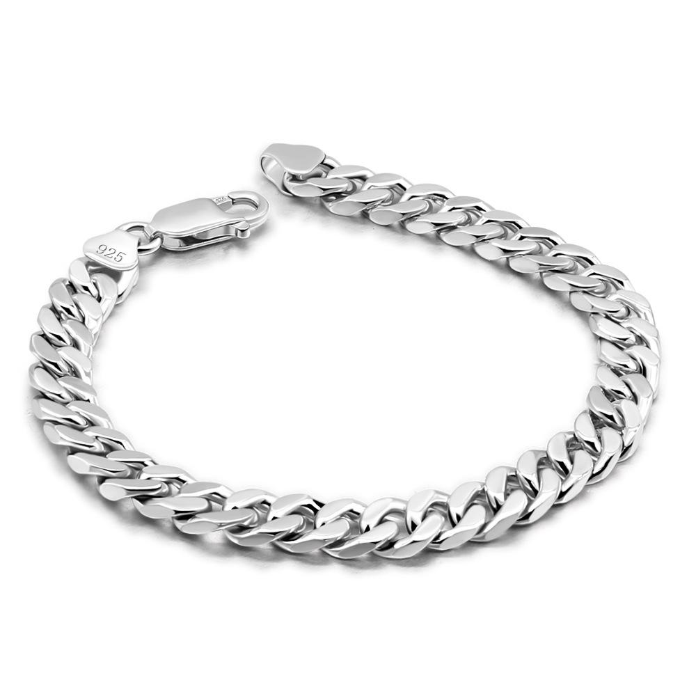 Men'S 6Mm Cuban Bracelet Nickel-Free Micron Rhodium Gold Jewelry With Sterling Silver Buckle