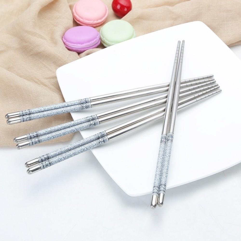 5 pairs Reusable Chinese Chopsticks Non-slip Metal Chop Sticks Sushi Chopstick  Cutlery Sets
