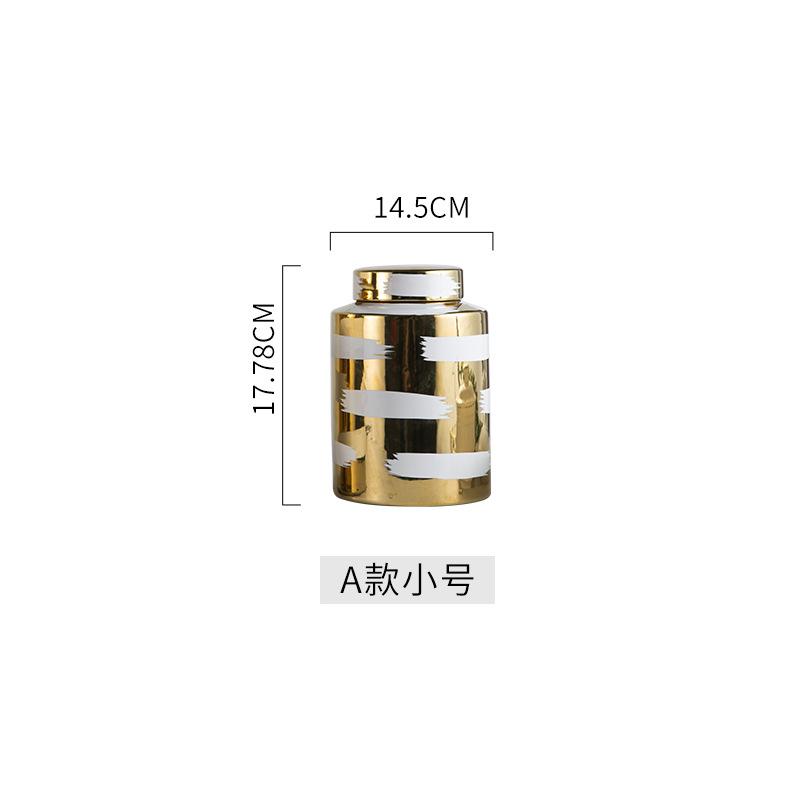 Golden Ceramic Vase Porcelain General's Jar Storage Container Storage Tank Flower Vase Handmade Home Decoration Accessories