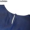 VONDA Womens Casual Sleeveless Ruffled Solid Color Tank Tops