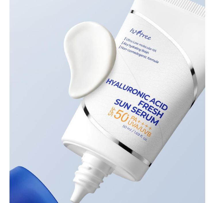 ISNTREE Sérum Solaire Frais à l'Acide Hyaluronique SPF50+ 50ml – Crème Solaire Coréenne Hydratante et Légère