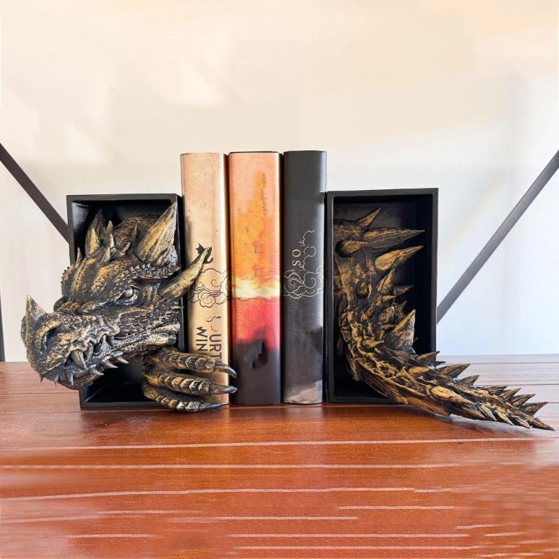 Set di fermalibri a forma di drago Fermalibri Decorativi per Scaffali Ufficio Casa Scrivania Libreria Decorazioni Regalo per Amante dei Draghi