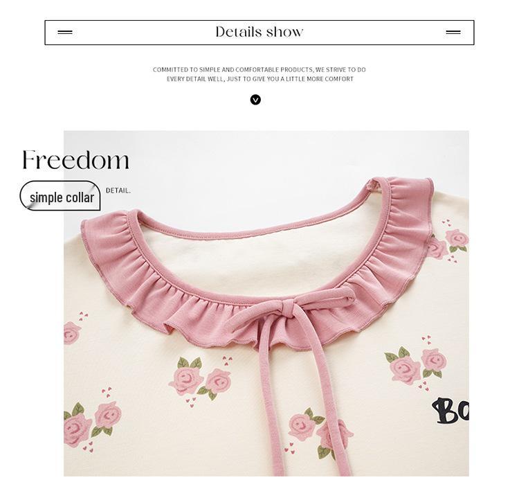 Dámské bavlněné pyžamo s dlouhým rukávem s kresleným potiskem na rok 2024: Tenký, nositelný venku, ideální pro podzim/zimu/jaro