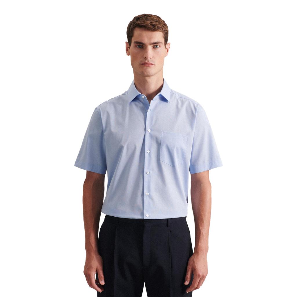 Seidensticker Mens Kent Collar Regular Short-Sleeved Business Shirt