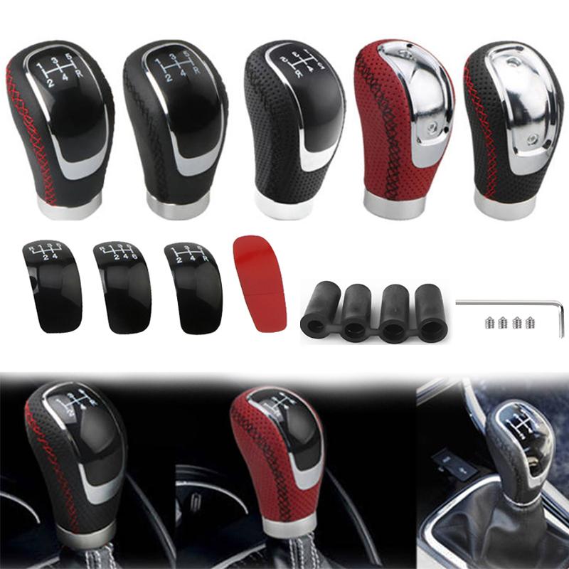 5/6 Speed Universal R PU Leather Gear Shift Knob Manual Car Gear Stick Head Shift Replacement Knob Modified Shift Head