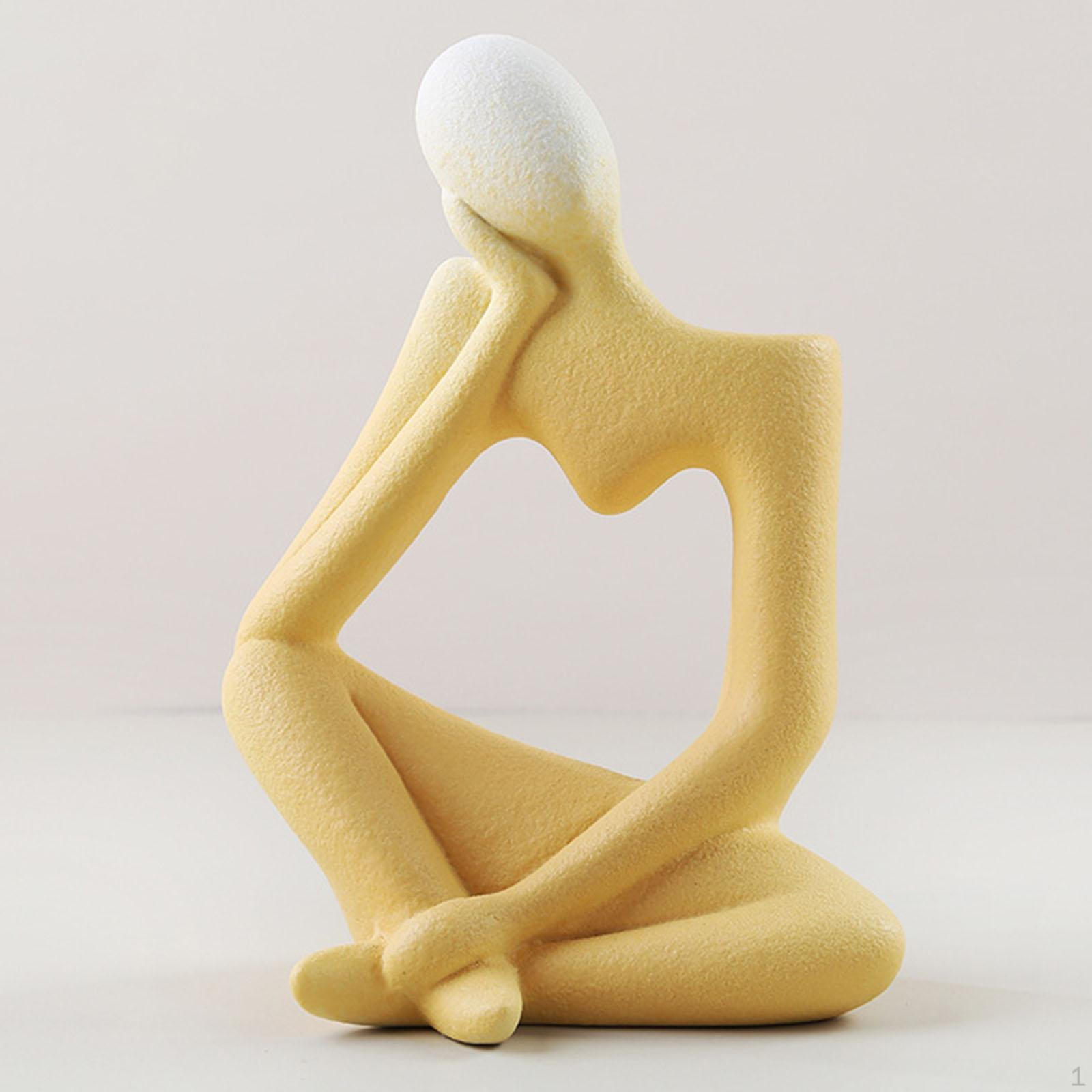 Скульптура Абстрактный Мыслитель Креативная Керамическая Фигурка Персонажи Думающие Украшения Статуэтки Дом Yellow_19x14x8.5cm