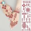 2025 Waterproof Brick Red Floral Henna Tattoo Stickers for Hands