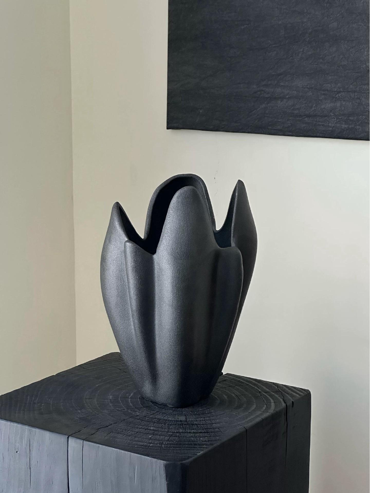 

Matte Black Jingdezhen Ceramic Vase - Abstract Flower Arrangement Ornament for Living Room Decor