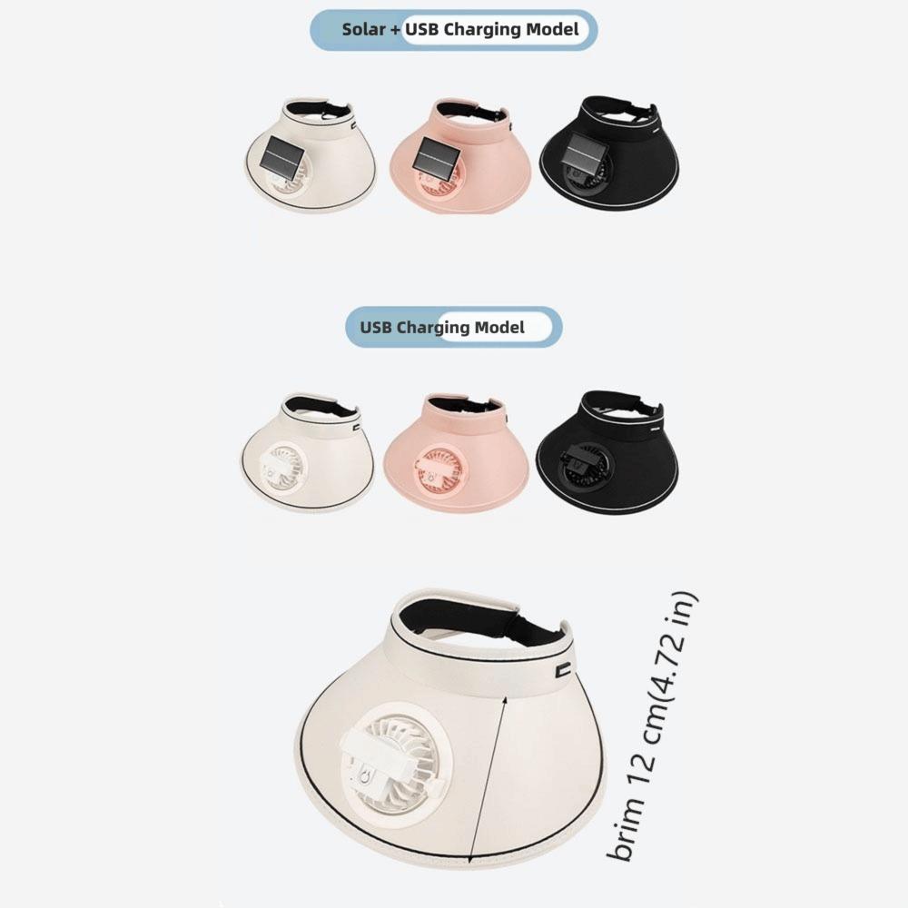 Fashion Breathable Sunscreen Fan Hat Sun Protection Empty Top Sun Visor Hat Anti-UV Solar /USB Charging Cooling Fan Hat Women