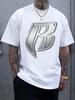 Metallic Letter B Print T-shirt - Casual Crew Neck Short Sleeve Tee