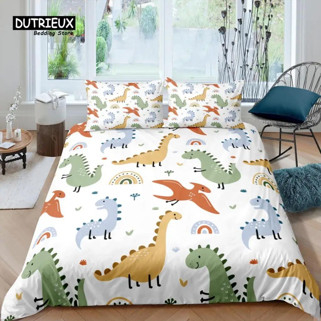 Home Living Luxury 3D Dinosaur Bedding Set Duvet Cover Set Pillowcase Kids Bedding Set Queen and King EUUSAUUK Size